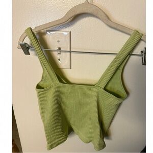 Stylish Olive Ribbed Crop Top